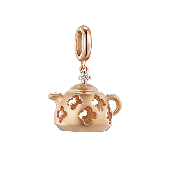 Dear Q "Floral Tea" 18K Rose Gold Diamond Charm