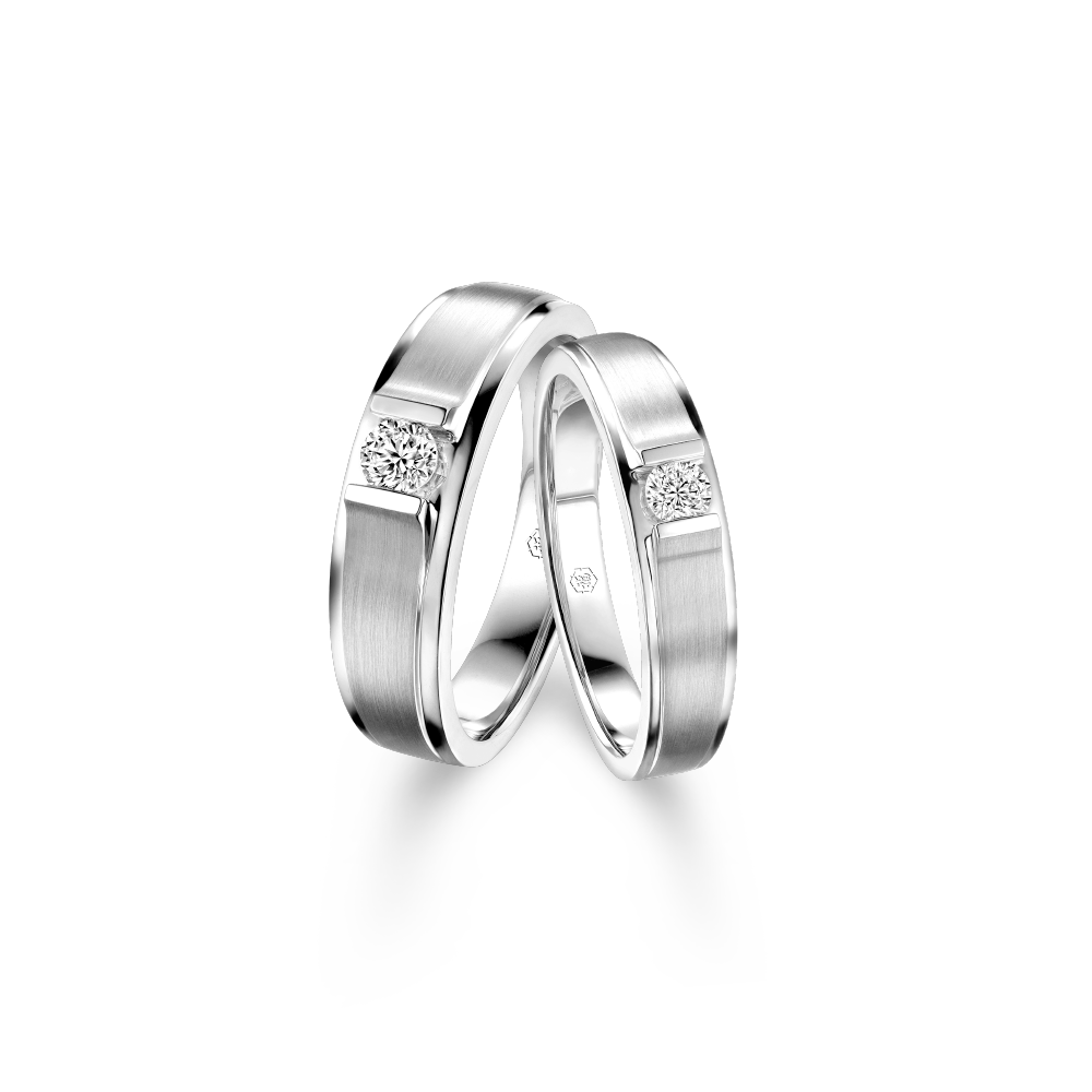 Wedding Collection 18K White Gold Diamond Paired Rings