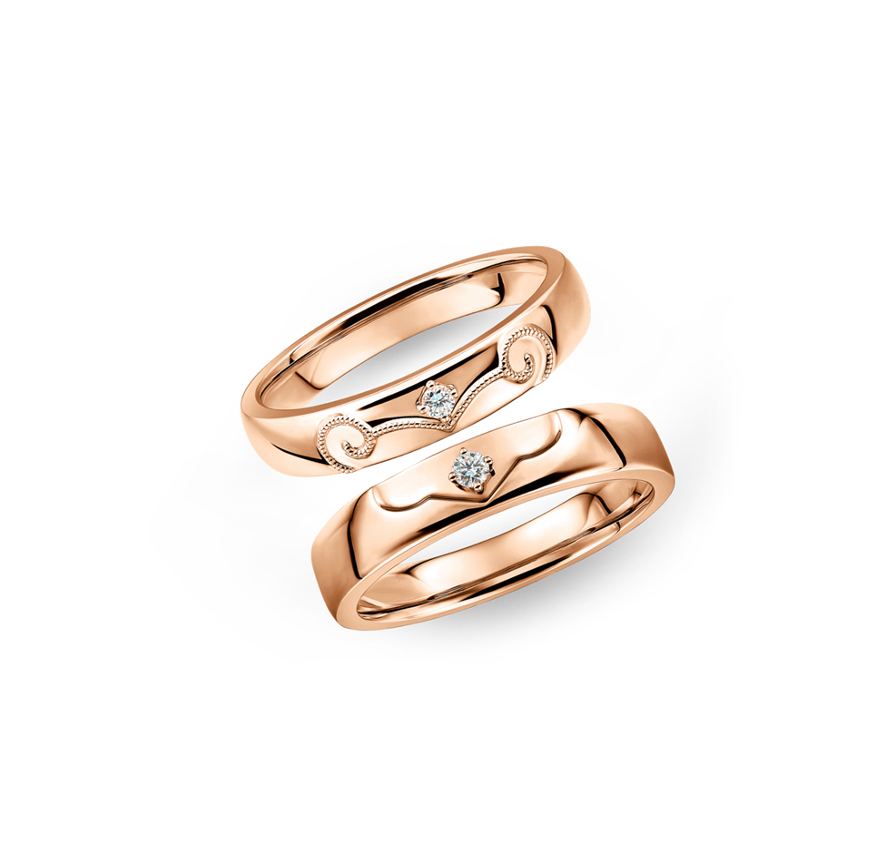 Wedding Collection "Faithful Love" 18K Gold Diamond Wedding Couple Rings