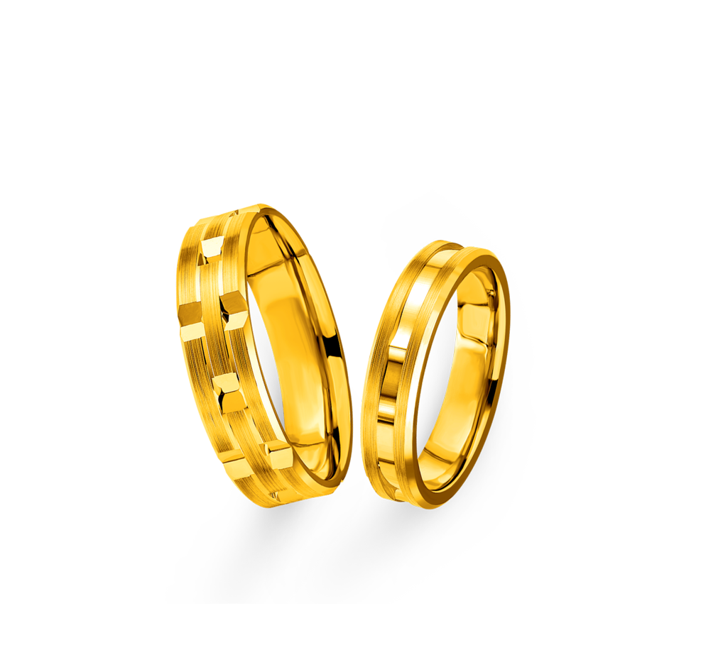 Beloved Collection "Cliffide Flower" Gold Wedding Rings