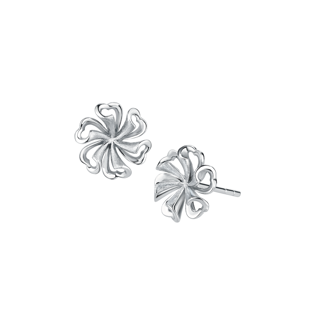 Pt Graceful Collection "Delightful Flower" Platinum Earrings