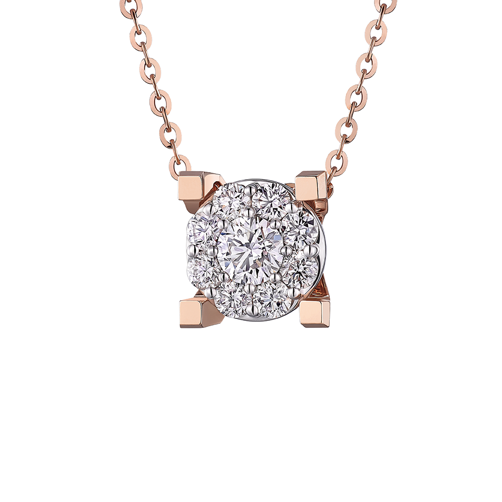 Hexicon 18K Rose Gold Diamond Necklace (Halo Setting)