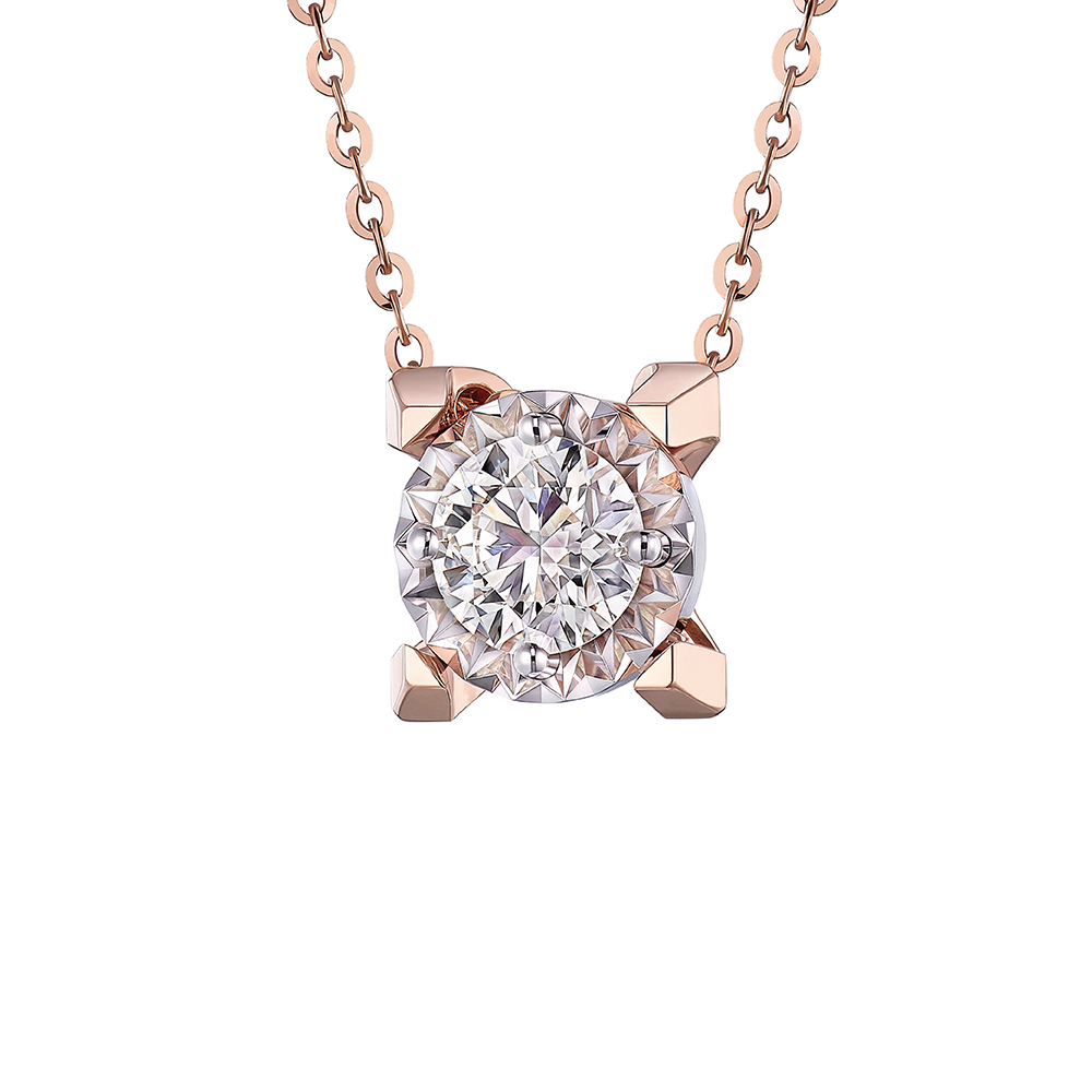 Hexicon 18K Rose Gold Diamond Necklace (Shiny Setting)