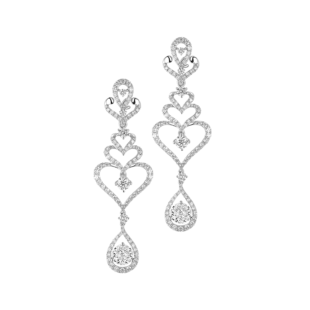 Wedding Collection "Romantic Love" 18K White Gold Diamond Earrings