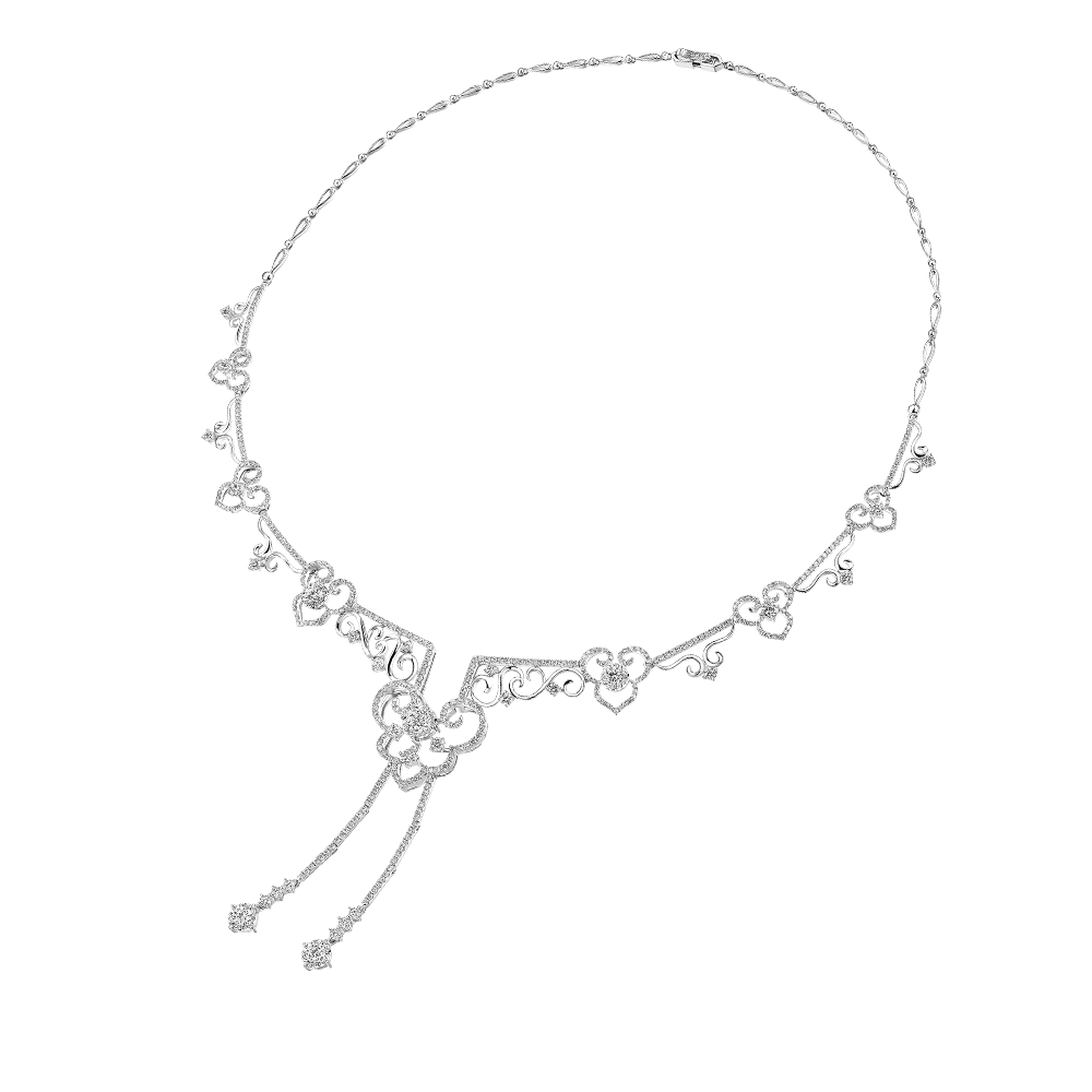 婚嫁系列「幸福如意」18K金（白色）钻石项链