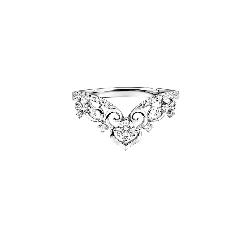 婚嫁系列"幸福如意"18K白金鑽石戒指