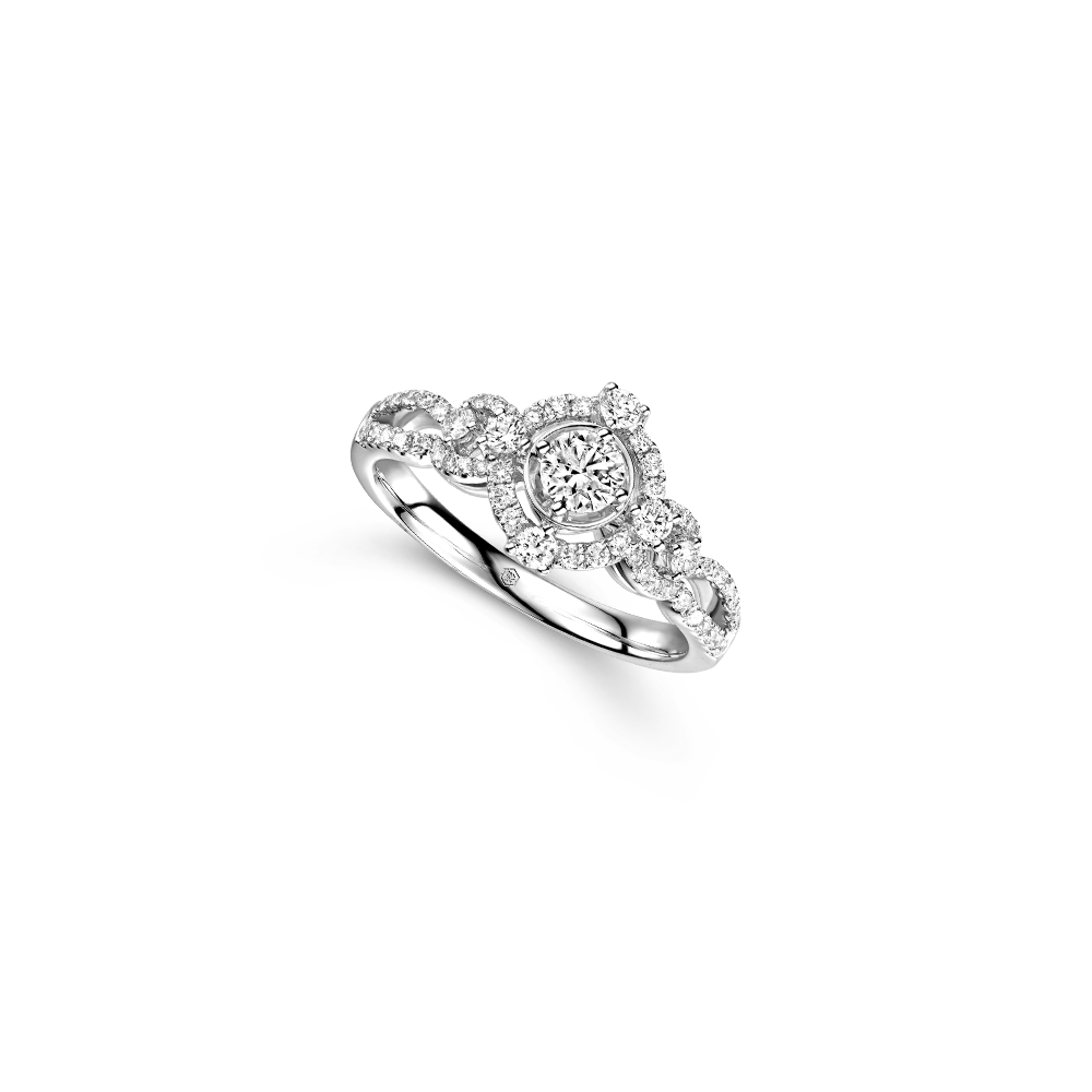 婚嫁系列「浪漫绽放」18K金(白色)钻石戒指