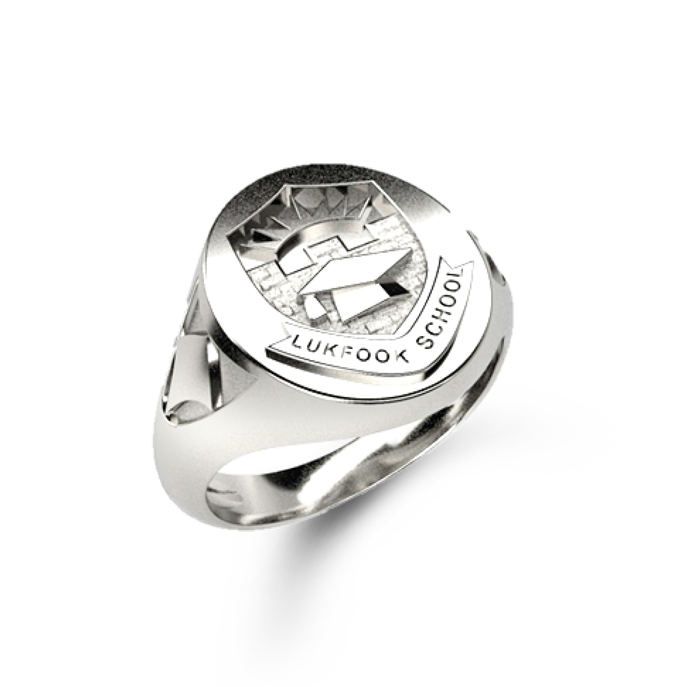 校徽圖案畢業純銀戒指 (可訂製畢業禮物)