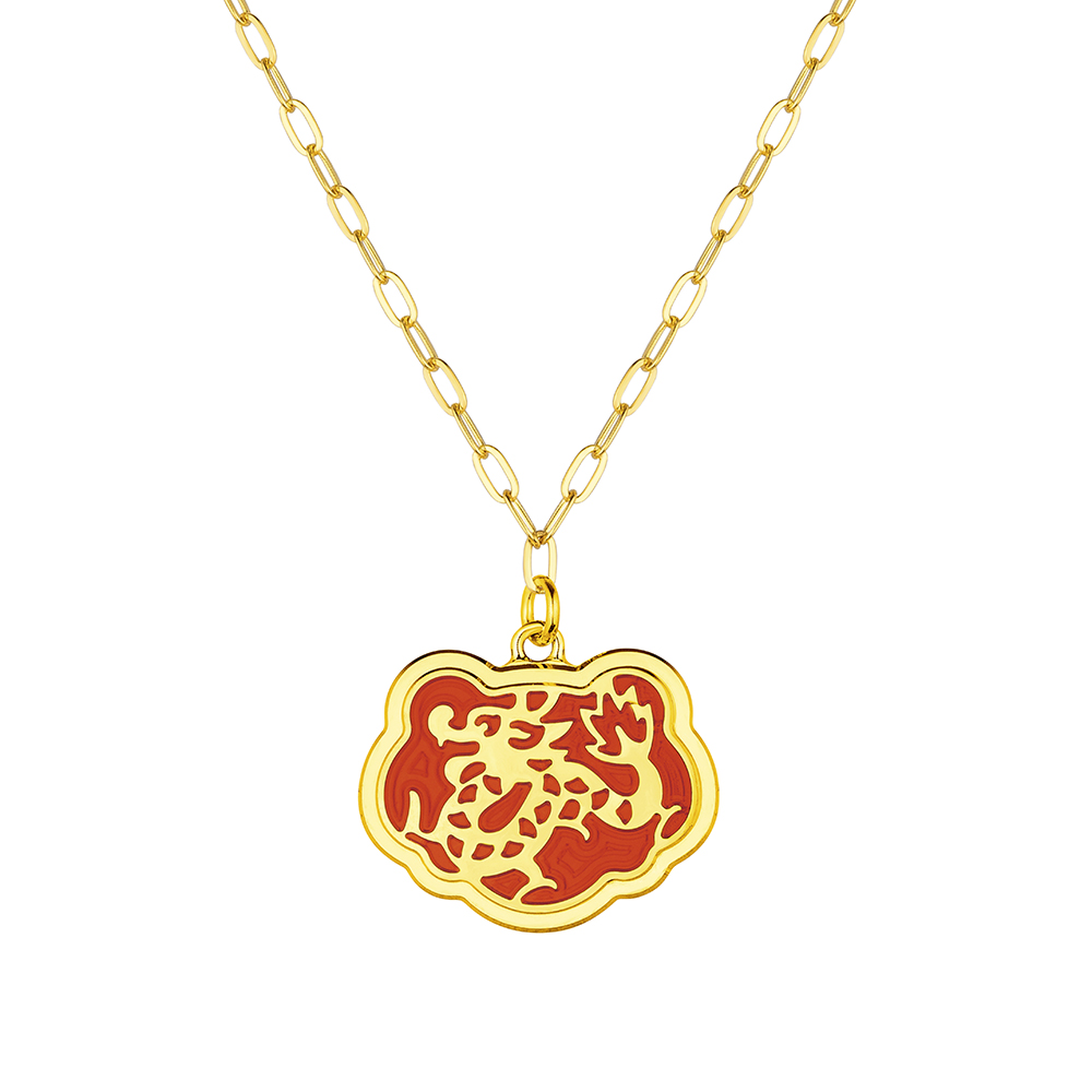 Fortune Tiger Collection " Dragon "12 Chinese Zodiac Gold Necklace with Enamel