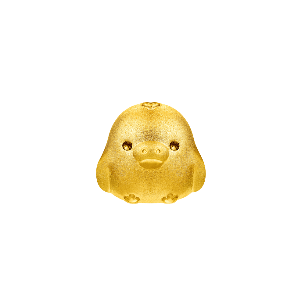 輕鬆小熊™系列18K金小黃雞™單隻耳環