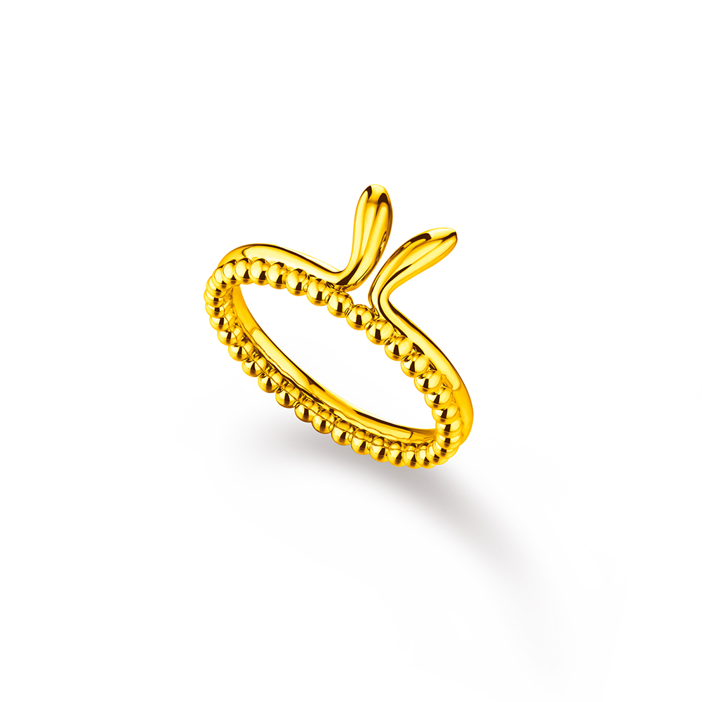 Fortune Rabbit Collection “Lucky Rabbit Ears” Gold Ring