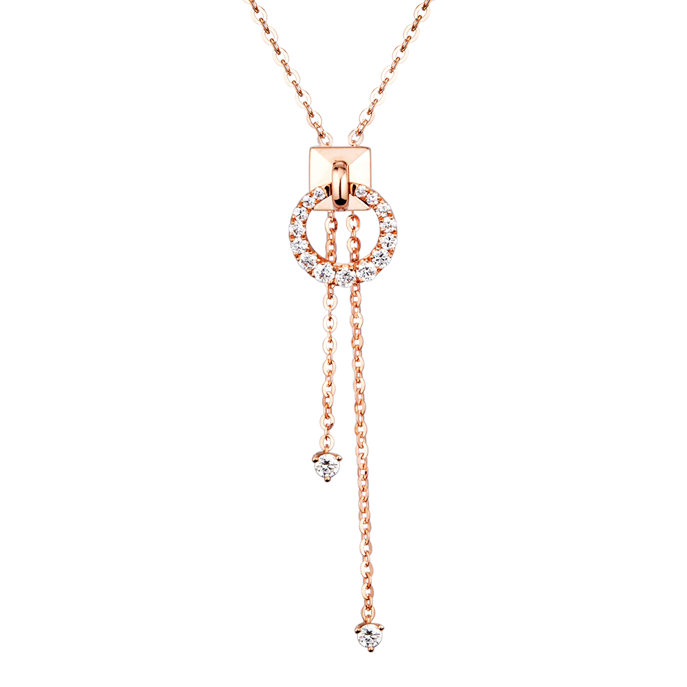 Tiny Tiny "So Much Love" 18K White/Red Gold Diamond Necklace 
