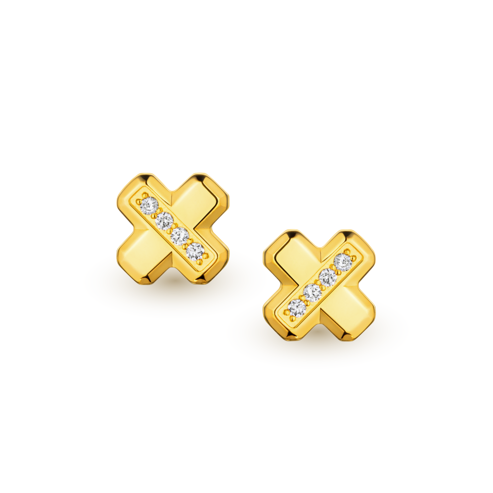 Goldstyle • X "Romantic Formula" Gold Diamond Gold Earrings 