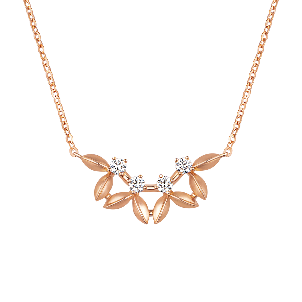 " Good Luck " 18K Gold Diamond Necklace 