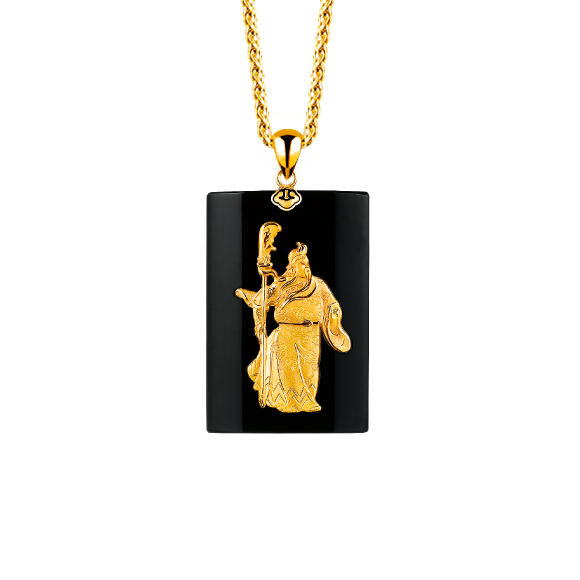 Gold Pendants Set with Nephrite