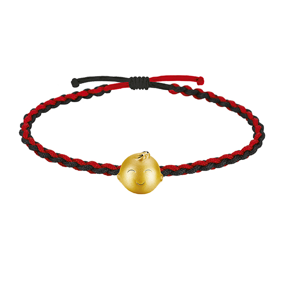 Hugging Family Three-dimensional Gold Charms with Cord Bracelets- Ka-ka
