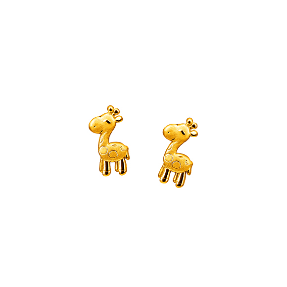 Hugging Family Gold Earrings- Giraffe Fortune Buddy