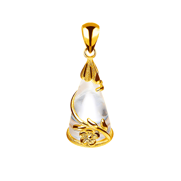 Gold Pendant with Crystal