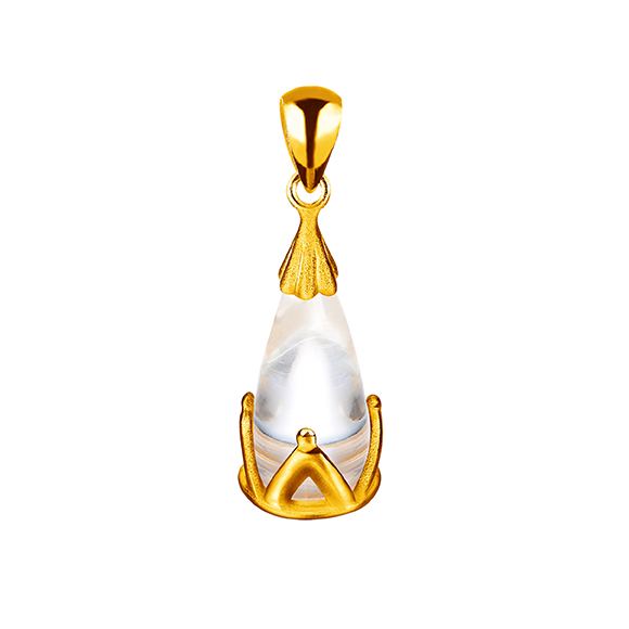 Gold Pendant with Crystal