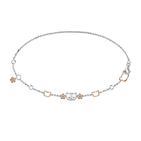 Rilakkuma™ Collection Rilakkuma™ and Floral 18K White and Rose Gold Chain with Diamond