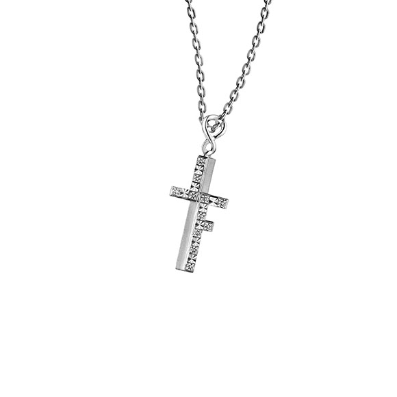 Love Forever Collection 18K White Gold Diamond Cross Pendant