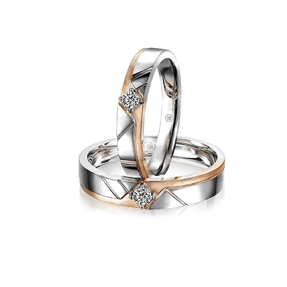 Love Forever Collection 18K Red & White Gold Diamond Couple Rings