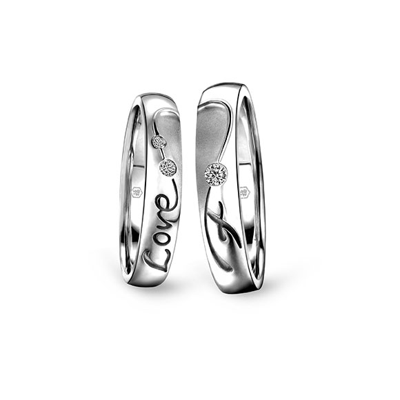 愛恆久系列18K金（白色）鑽石情侶對裝戒指