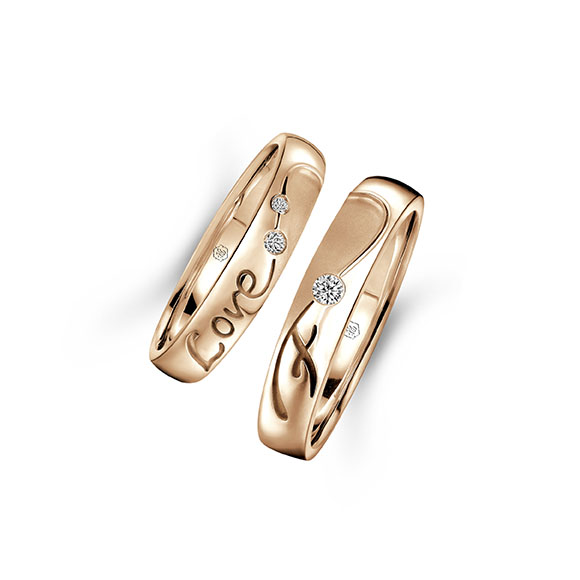 Love Forever Collection 18K Rose Gold Diamond Couple Rings