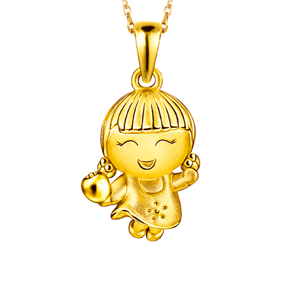 Hugging Family Ting-ting Three-Dimensional Gold Pendant