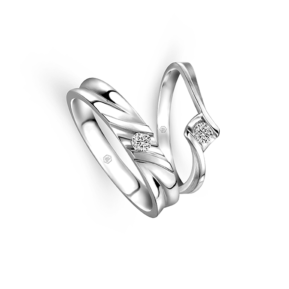 Wedding Collection  18K white gold paired ring