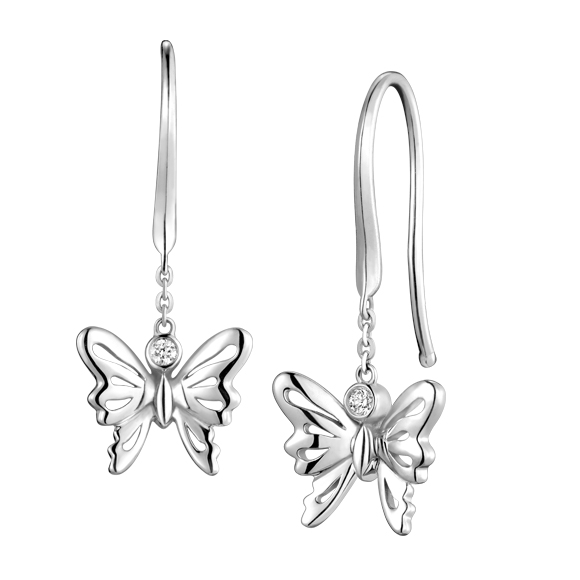 Dear Q "Butterfly" 18K White Gold Diamond Earrings