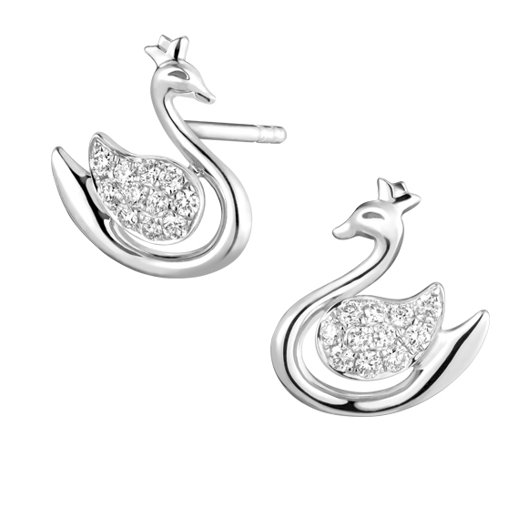 Dear Q "Princess Swan" 18K White Gold Diamond Earrings