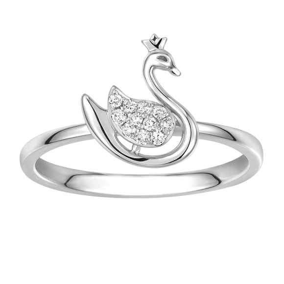 Dear Q "Princess Swan" 18K White Gold Diamond Ring