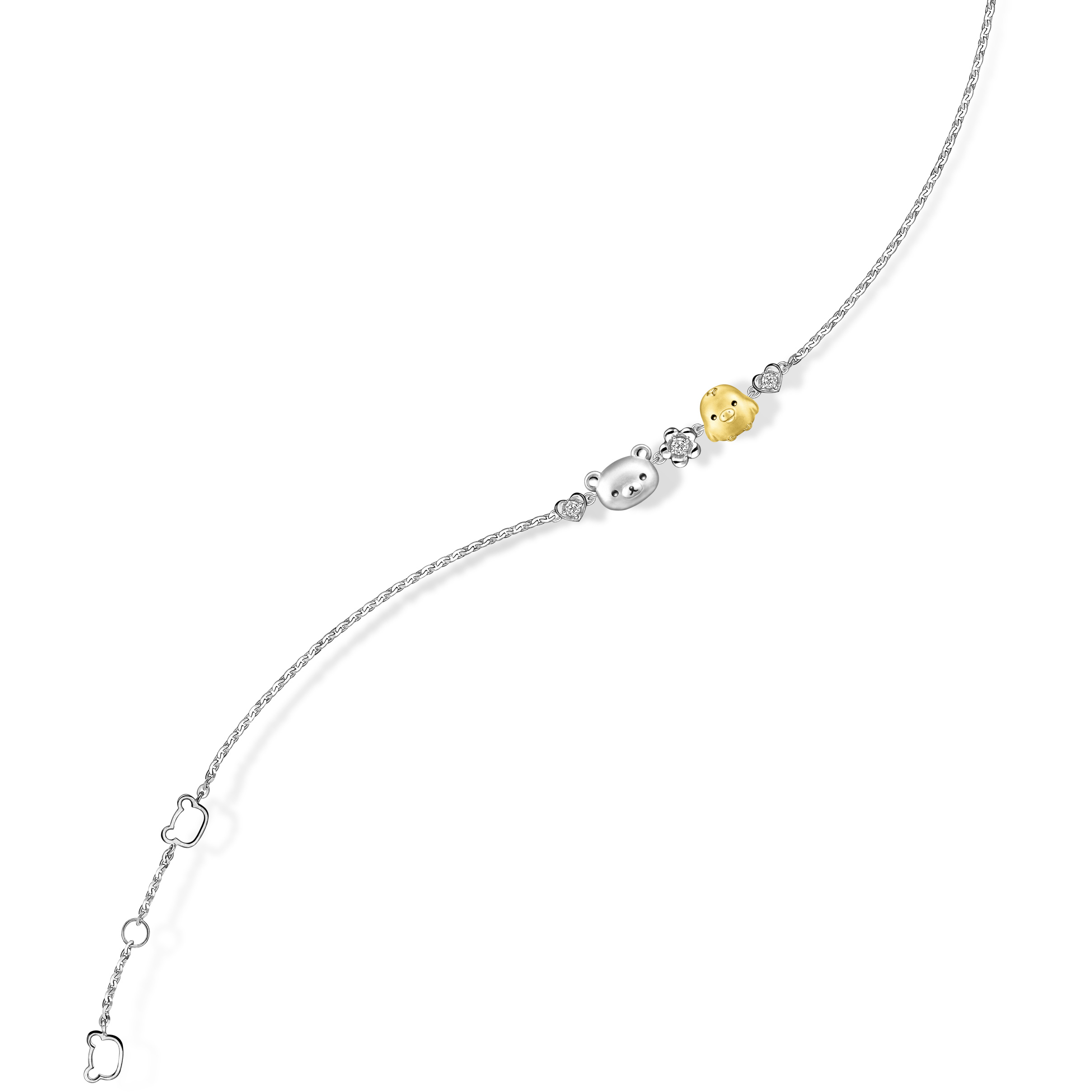 Rilakkuma™ Collection Rilakkuma™ and Kiiroitori 18K White Gold Diamond Bracelet