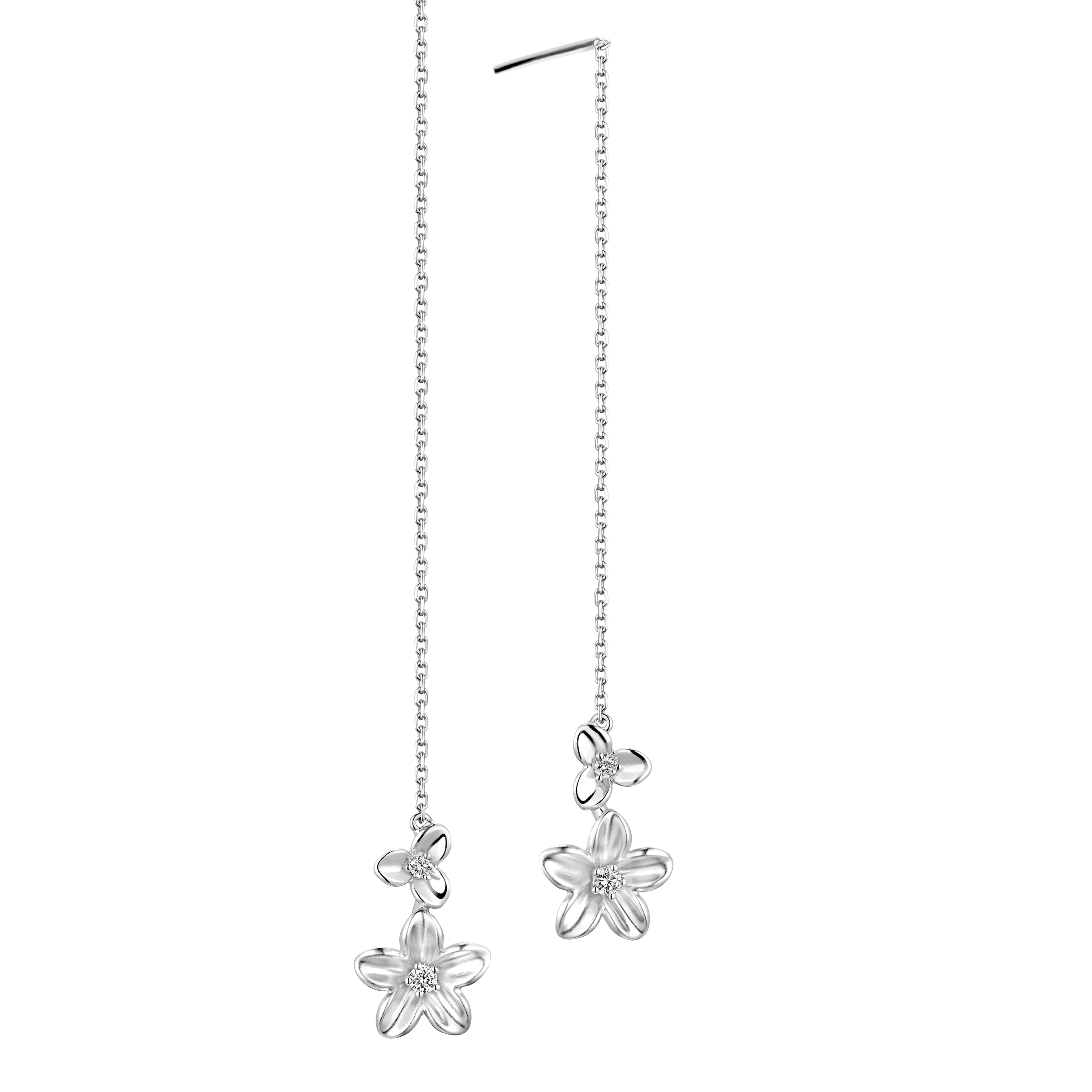 Dear Q "Petite Lily" 18K White Gold Diamond Earrings