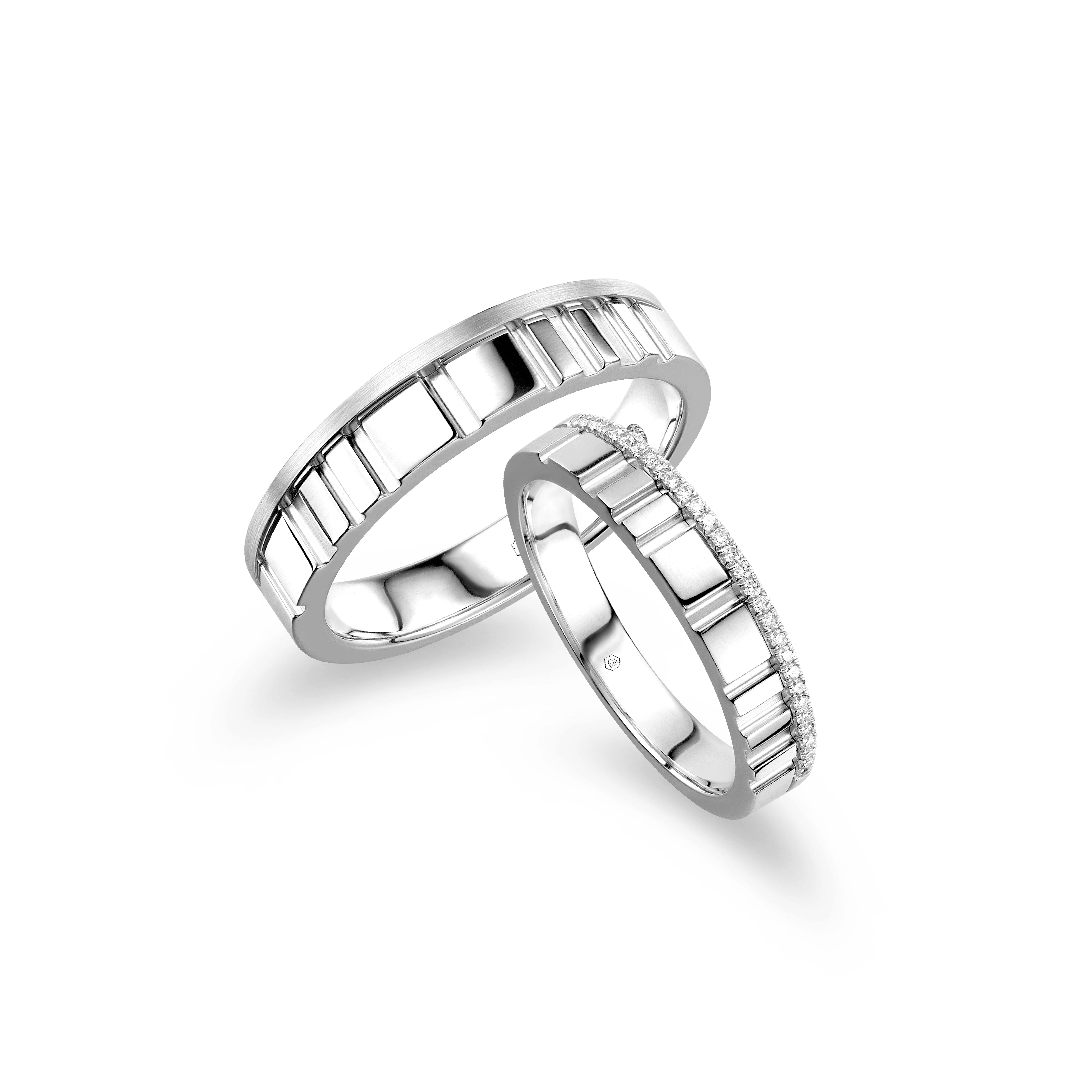 愛恆久系列18K金(白色)鑽石情侶戒指