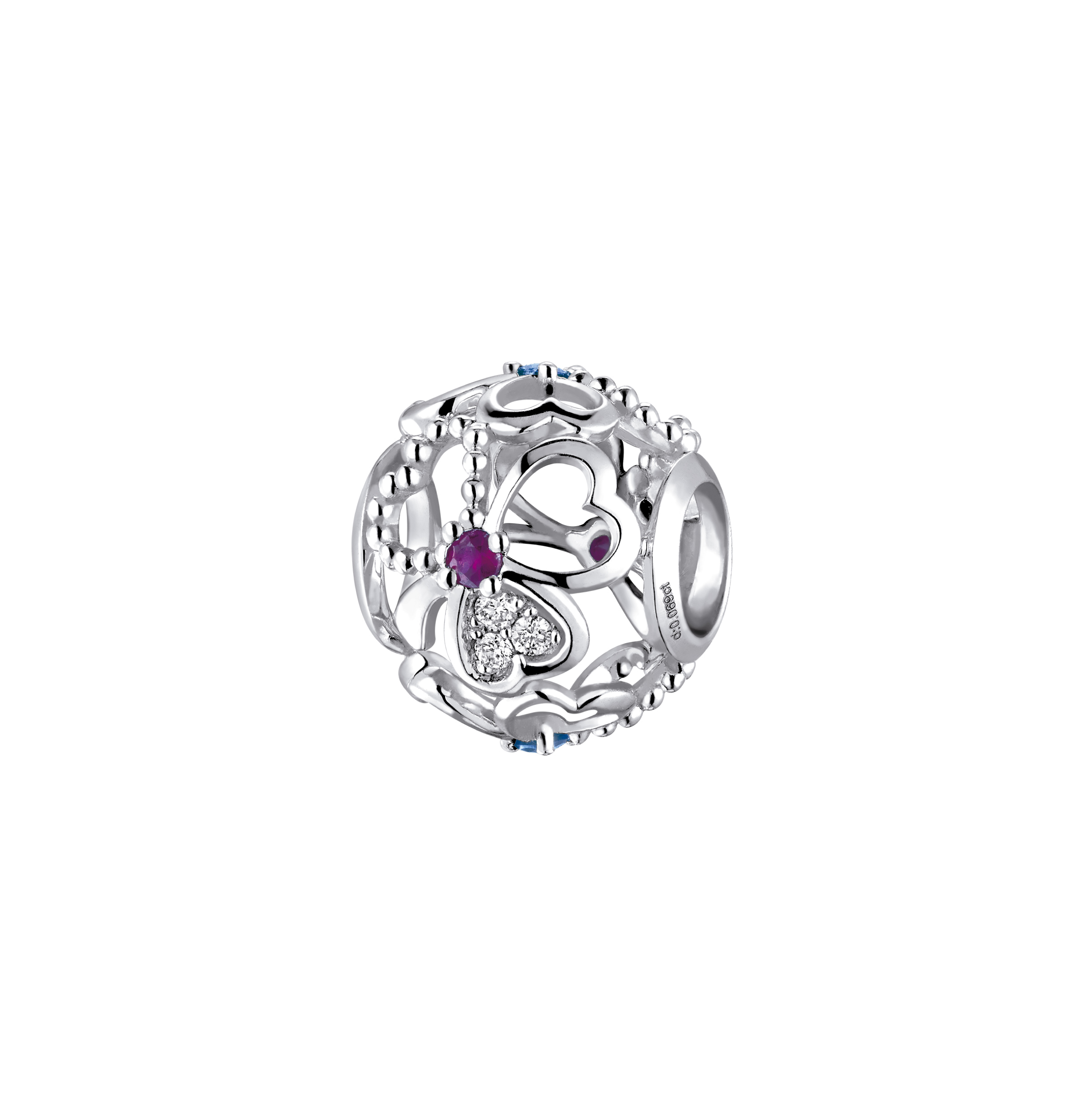 Dear Q "Sparkling Christmas- Snowflake"18K White Gold Gemstone Diamond Charm