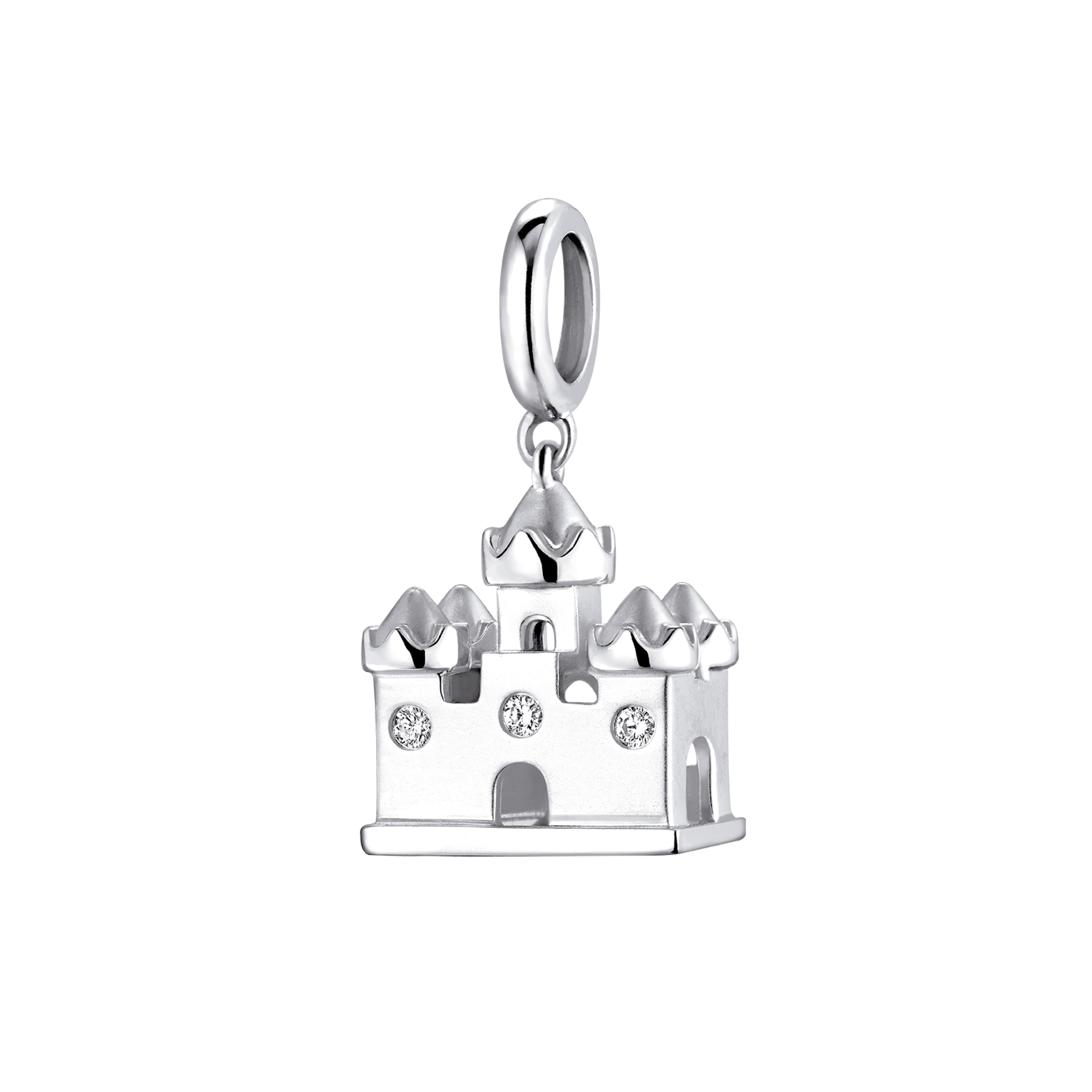 Dear Q "Sparkling Christmas- Dream Castle" 18K White Gold Diamond Pendant