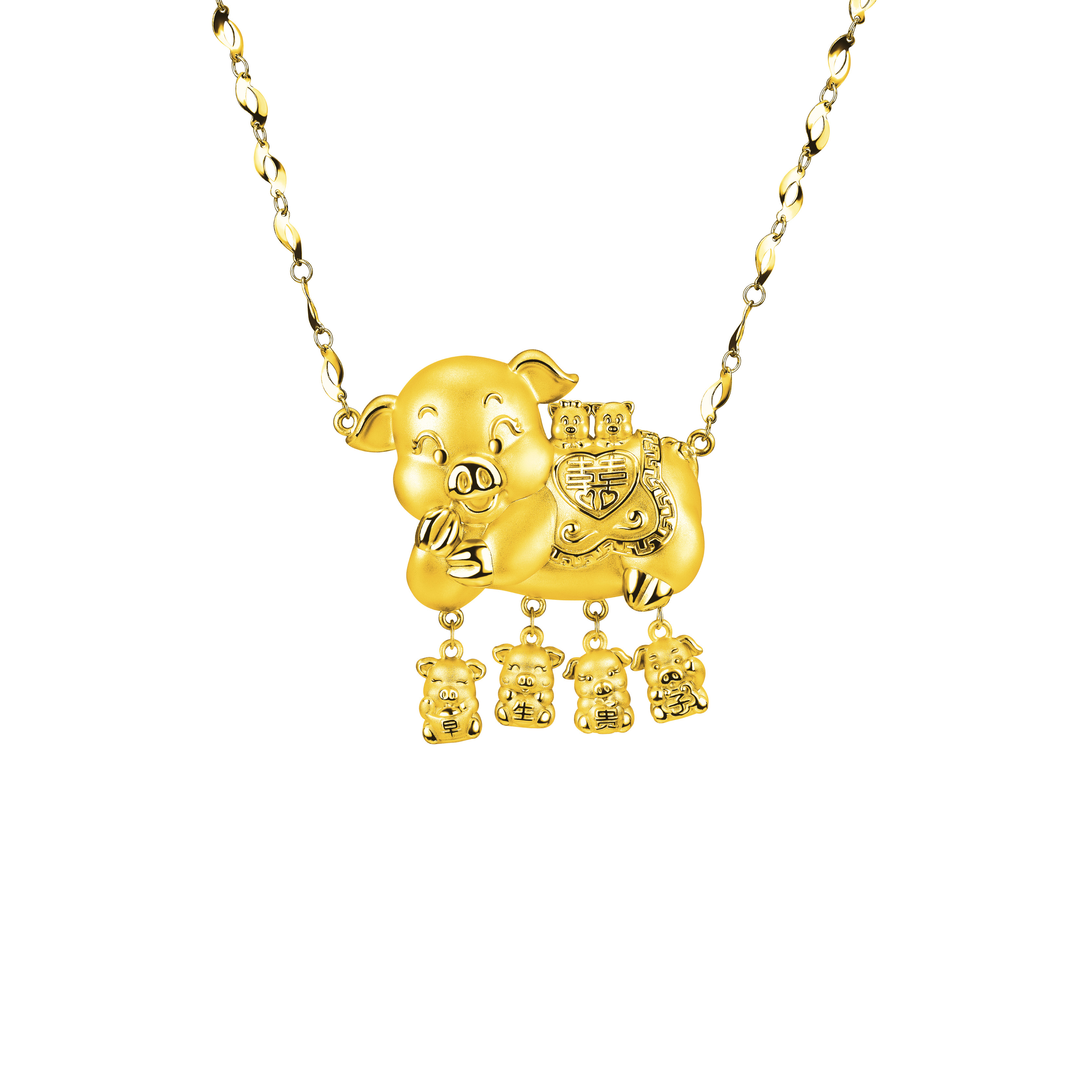 Beloved Collection Best-wishing Gold Pigs Necklace
