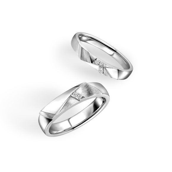 爱恒久系列18K金(白色)钻石情侣戒指