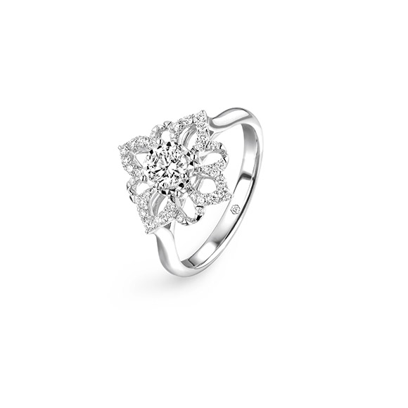 婚嫁系列「共谱恋曲」18K金(白色)钻石戒指
