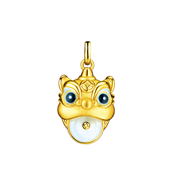 Fortune Rat Collection “Auspicious Lion” Nephrite Gold Pendant