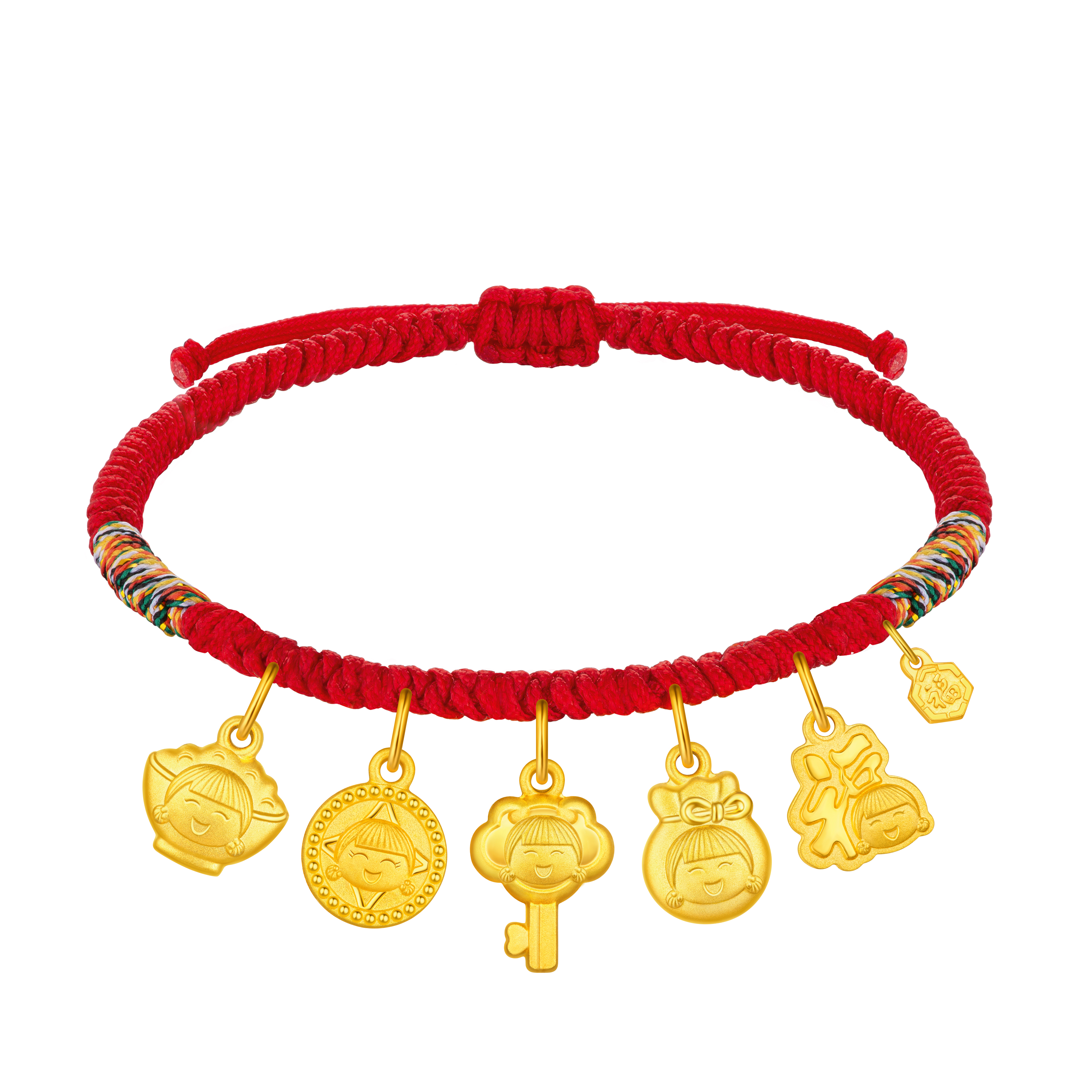 Hugging Family Ting ting “Auspicious Treasures” Gold Cord Bracelet