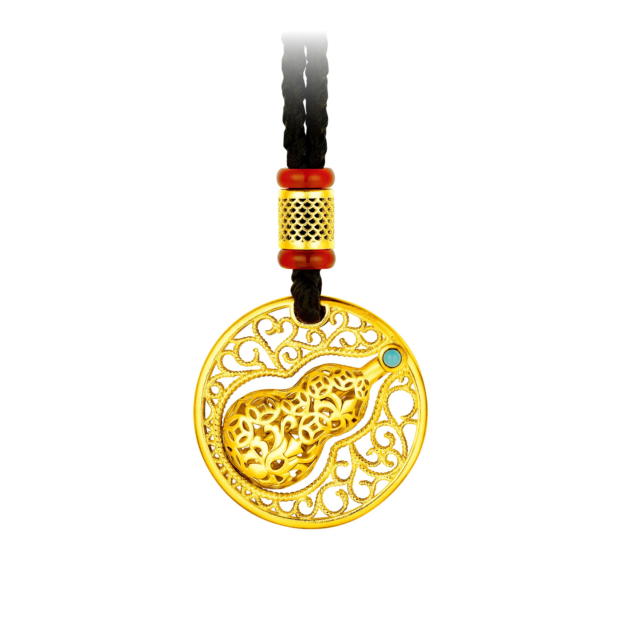 Antique Gold "Prosperity and Happiness" Gold Pendant
