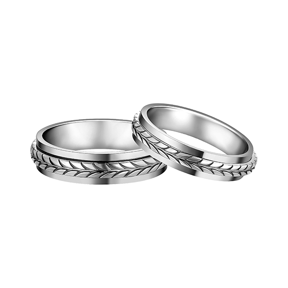 F-style Pt in Style Platinum Couple Rings