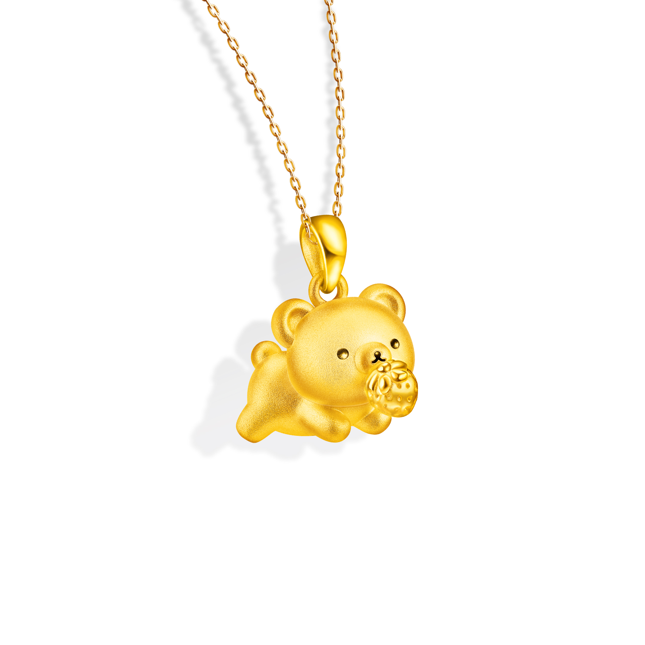 Rilakkuma™ Collection "Chairoikoguma & Strawberry" Gold Pendant