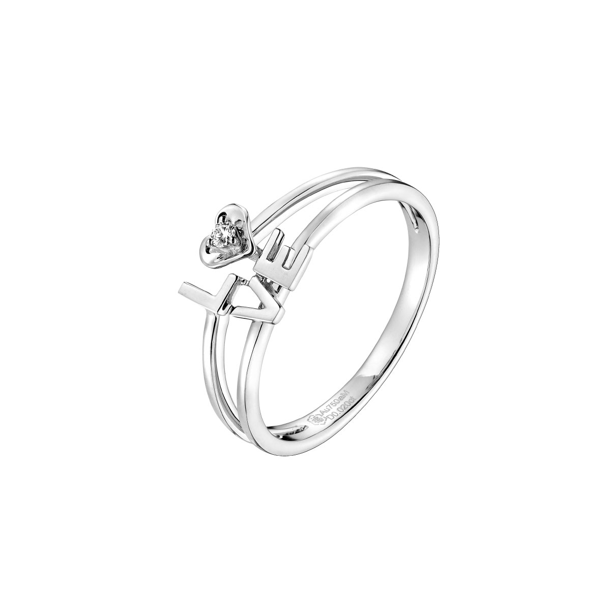 Dear Q "Precious Love" 18K White Gold Diamond Ring with Pearl