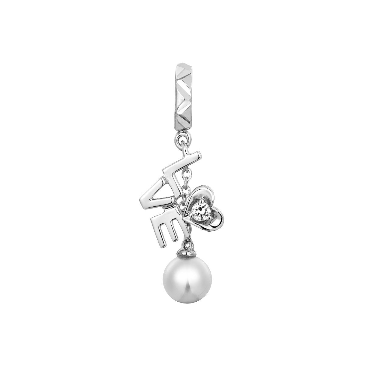 Dear Q "Precious Love" 18K White Gold Diamond Earrings with Pearl