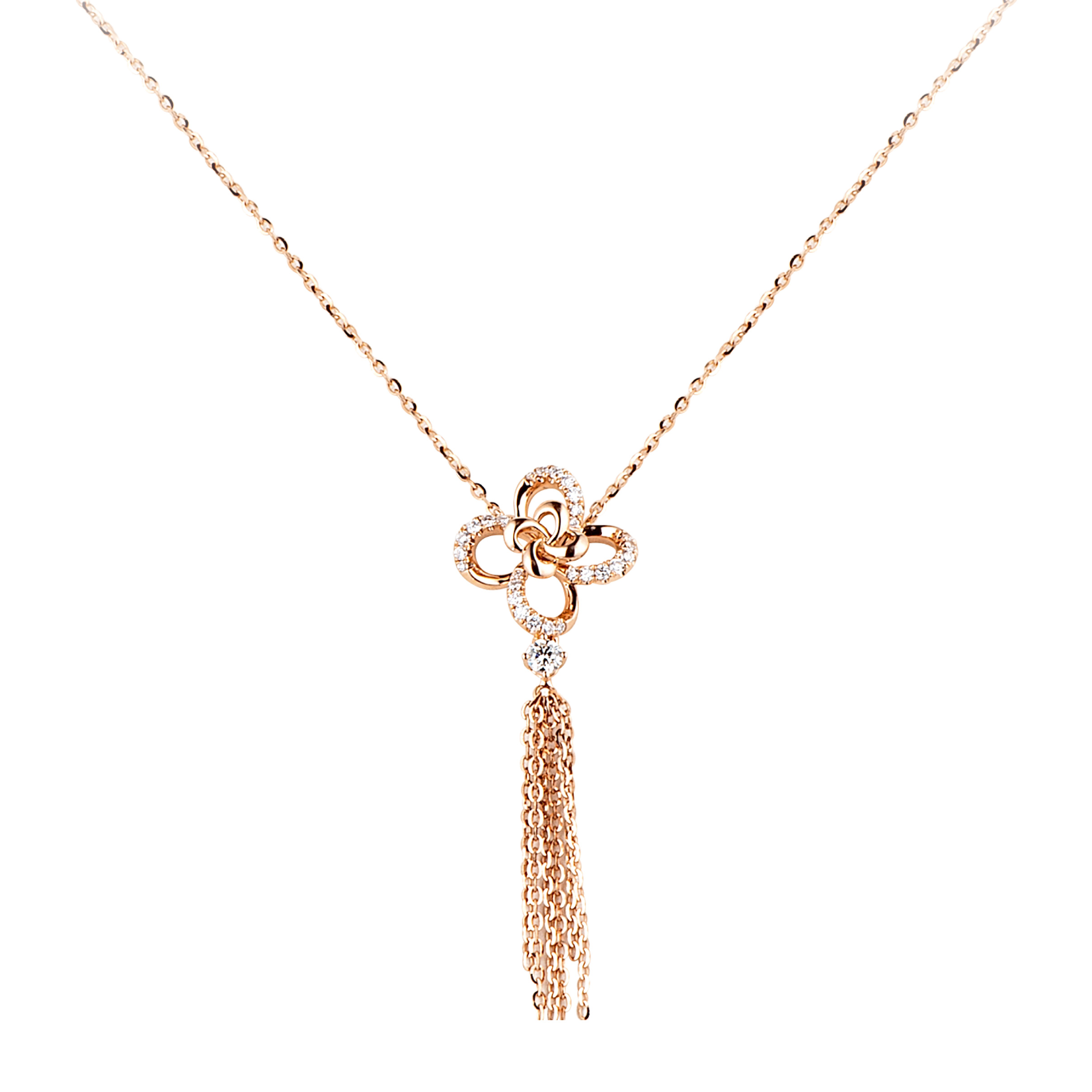 Dear Q“Heart Flower” 18K Rose Gold Diamond Necklace