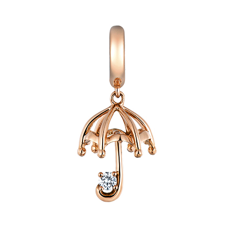 Dear Q "Romantic Spring-Umbrella" 18K Rose Gold Diamond Charm